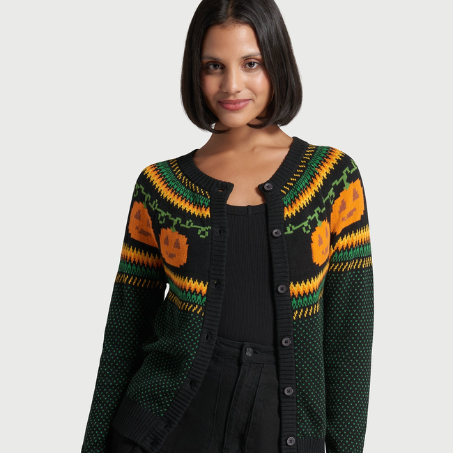 Give 'Em Pumpkin To Talk About Fair Isle Cardigan-gallery-37010597871787