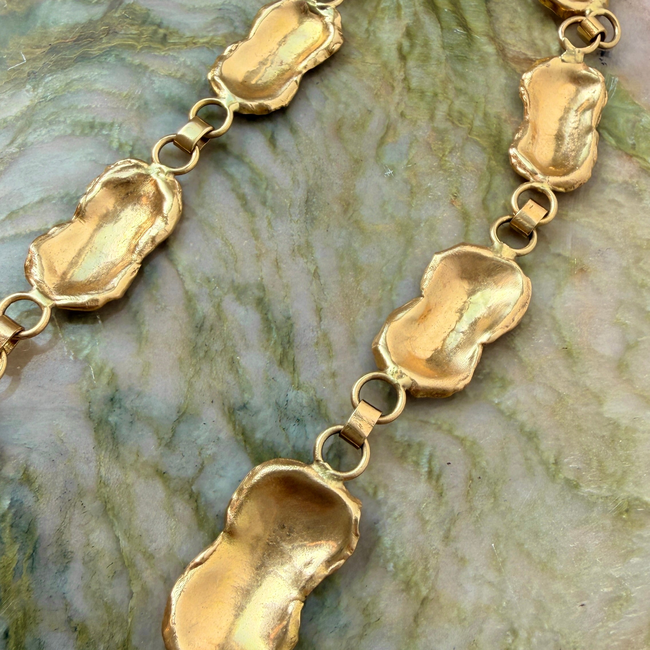 Vintage yellow 18K organic reversible petal chain, 16.5 inch-gallery-57436752183611