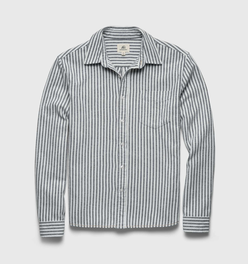 Brian Twill Stripe Shirt - Navy