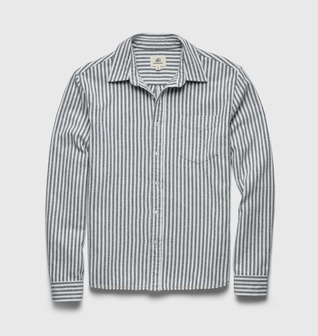 Brian Twill Stripe Shirt - Navy
