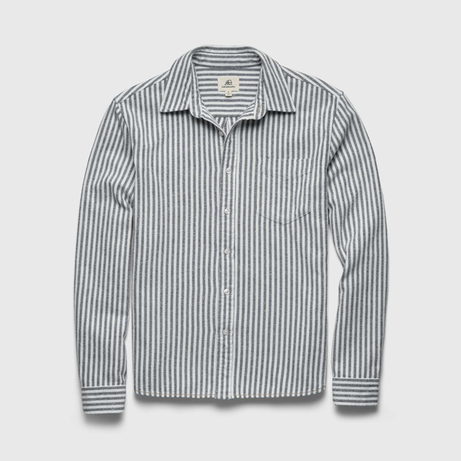 Brian Twill Stripe Shirt - Navy-gallery-44470650077442
