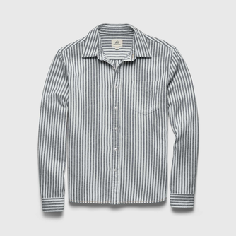 Brian Twill Stripe Shirt - Navy