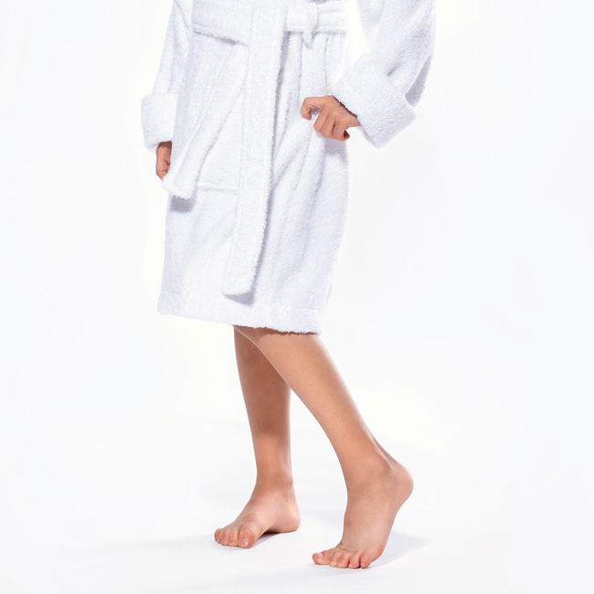 100% Turkish Cotton White Hooded Terry Kid's Bathrobe-gallery-46194270306563
