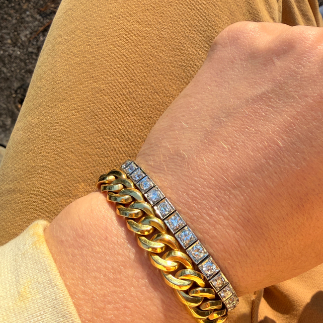 Antique Platinum approx 6ctw Old Mine Cut Diamond and European Cut Diamond Line bracelet, 6.5 inch-gallery-57097767977275