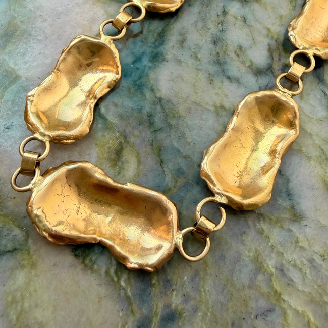 Vintage yellow 18K organic reversible petal chain, 16.5 inch-gallery-57436752150843