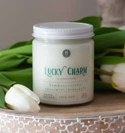 Lucky Charm Scented Soy Candle - Refreshing Aromas of Bamboo Coconut, Spearmint, and Pineapple