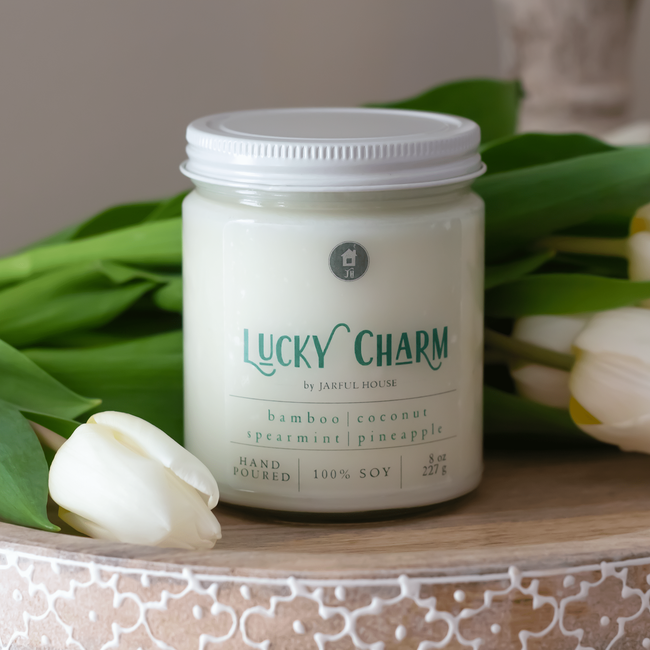 Lucky Charm Scented Soy Candle - Refreshing Aromas of Bamboo Coconut, Spearmint, and Pineapple-gallery-29977300598854