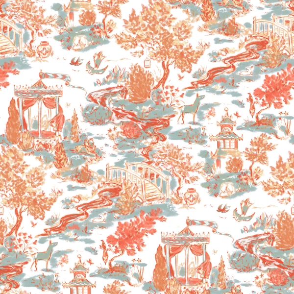 Peel and Stick Wallpaper - Summer House / Coral-gallery-30560073023601