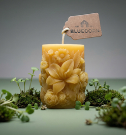 Sculpted Floral Beeswax Pillar Candle
