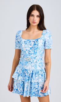 Rosette Floral Poplin Dress
