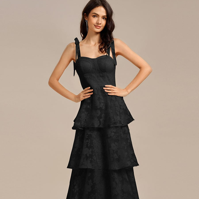 ever CODI|Bow Straps Floral Lace Tiered Dress-gallery-33405961601098