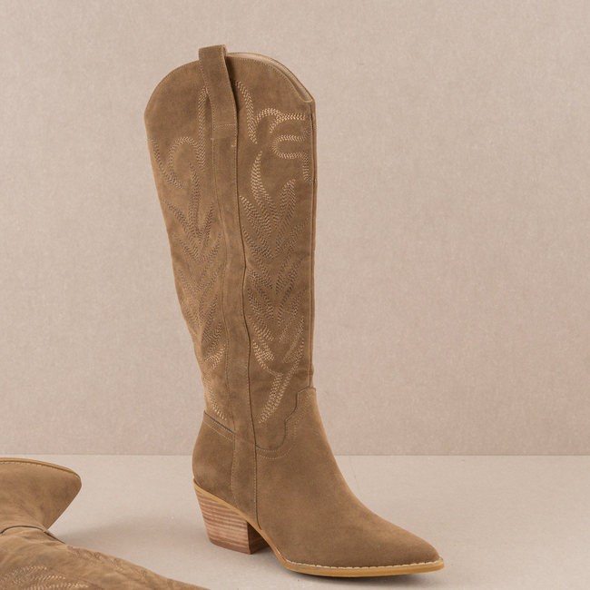 The Samara | Brown Embroidered Tall Boot-gallery-34712690983089