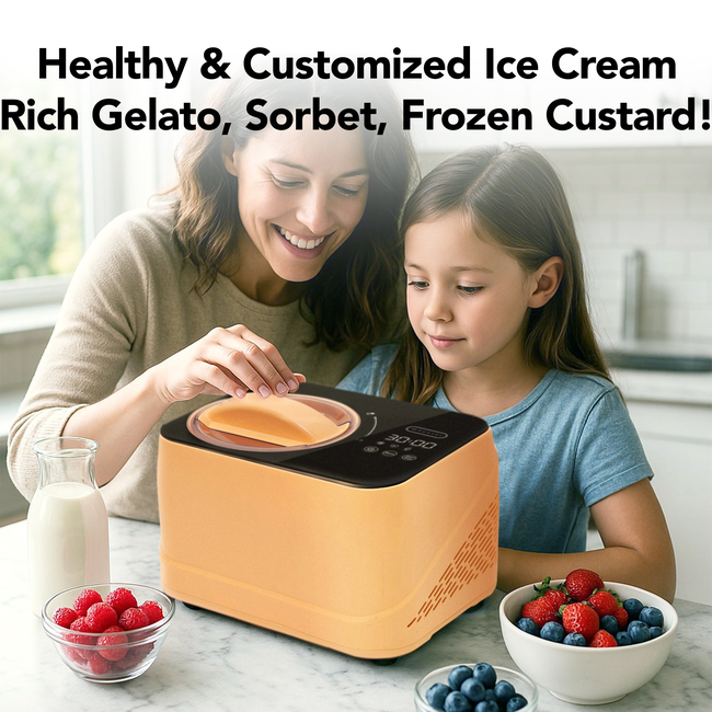 Whynter 0.8 Quart Compact Automatic Ice Cream Maker with Stainless Steel Bowl, Honey Peach ICM-080-H-gallery-45333632057592