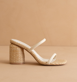 The Margaret | Beige Rattan Heel