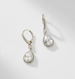 CZ PEAR DROP EARRINGS