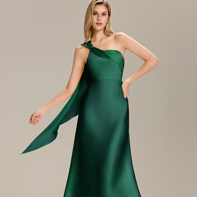 Satin One-Shoulder Midi Wedding Guest Dress-gallery-33725171105866
