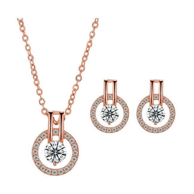 Cubic Zirconia Necklace and Earring Set-gallery-30351773827130