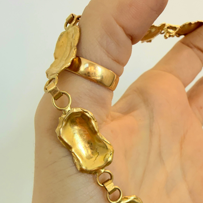 Vintage yellow 18K organic reversible petal chain, 16.5 inch-gallery-57436752347451