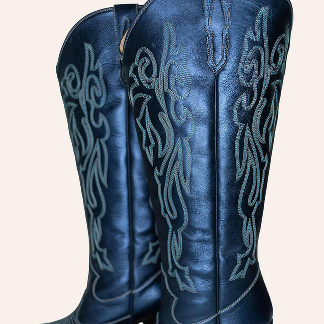 Bristol Metallic Navy Wide Calf Boots-gallery-38281970548960