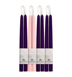 Advent Candle Beeswax Taper Bundle - Pink & Purple