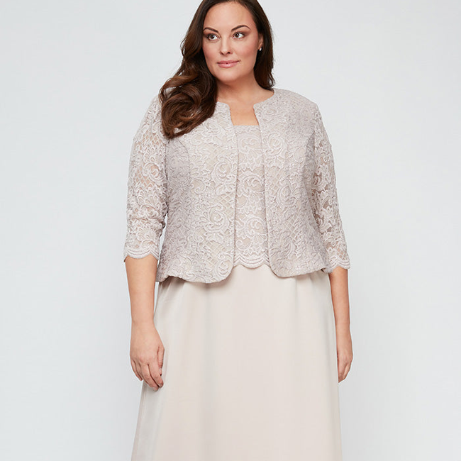 Plus Bethany Glitter Lace Jacket Dress-gallery-42602155245824
