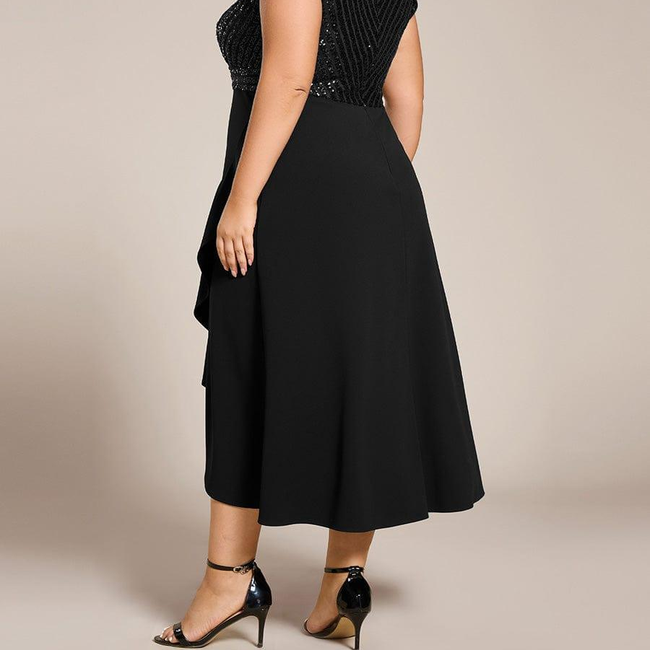 ever BAYLOR|Short Sleeve V-Neck Midi Sequin Formal Dress-gallery-32828979118154