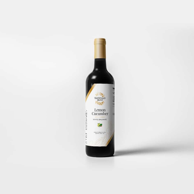 The name of the product on the page is "Lemon Cucumber White Balsamic Vinegar".-gallery-0