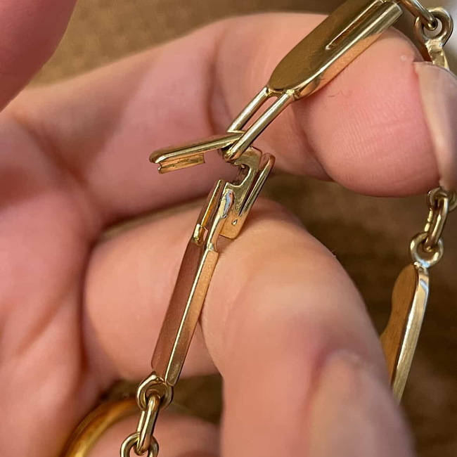 Vintage yellow 14K I Love You letters bracelet, 7.5 inch-gallery-54461102227771