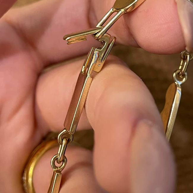 Vintage yellow 14K I Love You letters bracelet, 7.5 inch-gallery-54461102227771