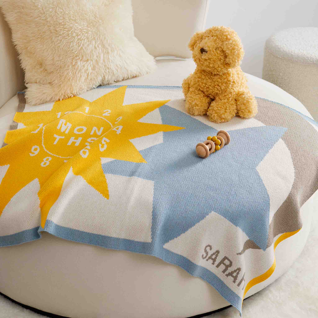 Baby Sun Moon Stars Milestone Personalized Blanket-gallery-47084073451811