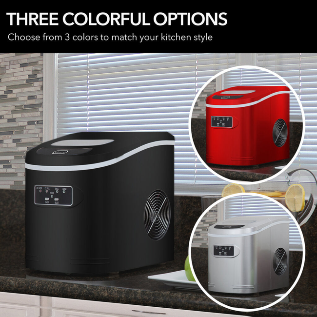 Whynter IMC‑270MB Portable Ice Maker - 27 lb, Metallic Black, Bullet‑Ice Cubes-gallery-47954930335992