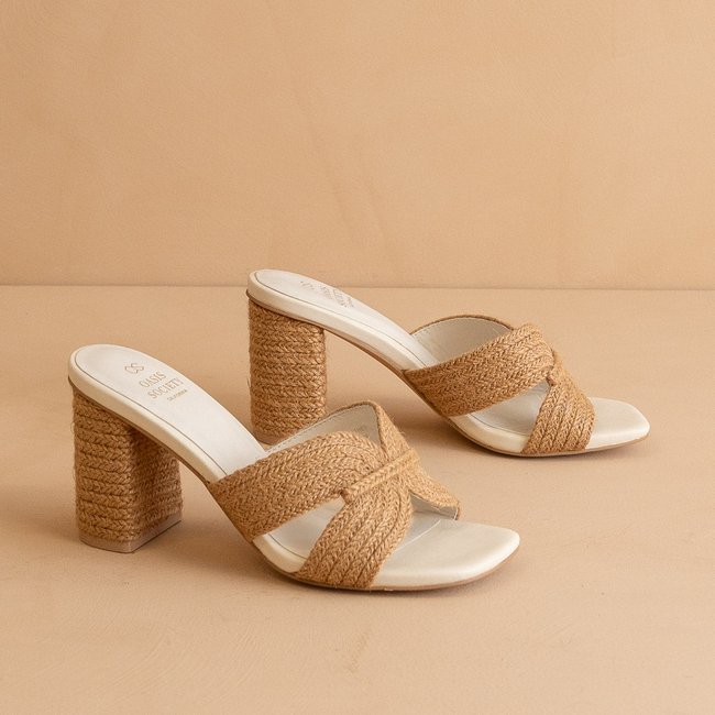 The Santiago | Toffee Raffia Block Heel-gallery-38019712516273