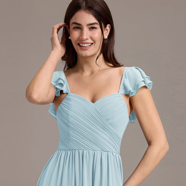 ever CLARKE|Chiffon A-Line Ruffles Cap Sleeve Bridesmaid Dress with Side Slit-gallery-33347801907274
