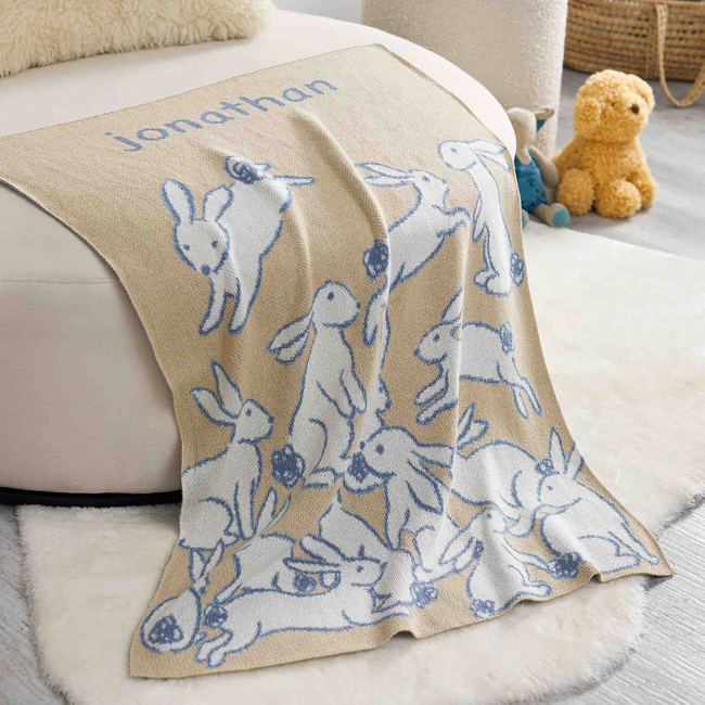 Baby Rabbits Personalized Blanket-gallery-47084072501539