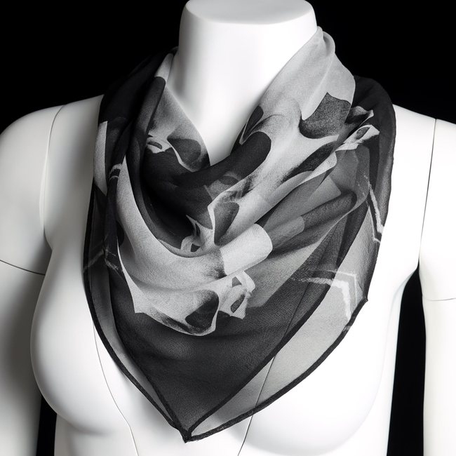 Silk 26 Inch Square Scarf - Gaudi - Black and White-gallery-53110964224296