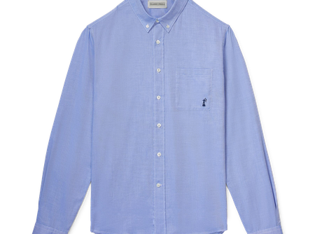 Embroidered Button Down - Medium Blue