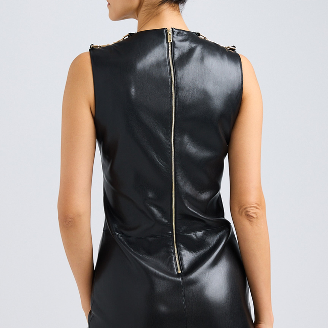 Dania Vegan Leather Shift Dress-gallery-43045235622138