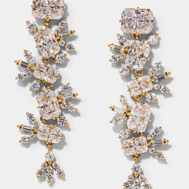 STELLAR CASCADE CZ LINEAR EARRINGS-gallery-48486087590147