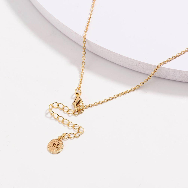 Drop Necklace with Five Cubic Zirconia Stone-gallery-30351514566714