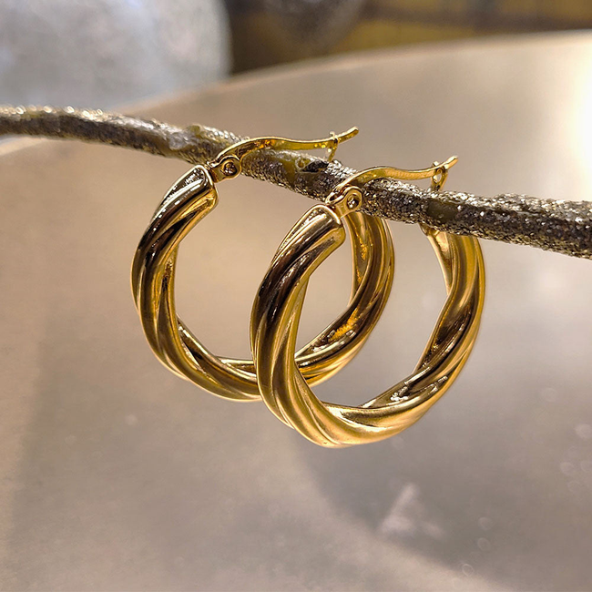 Rippled Hoop Earrings-gallery-42474181394682