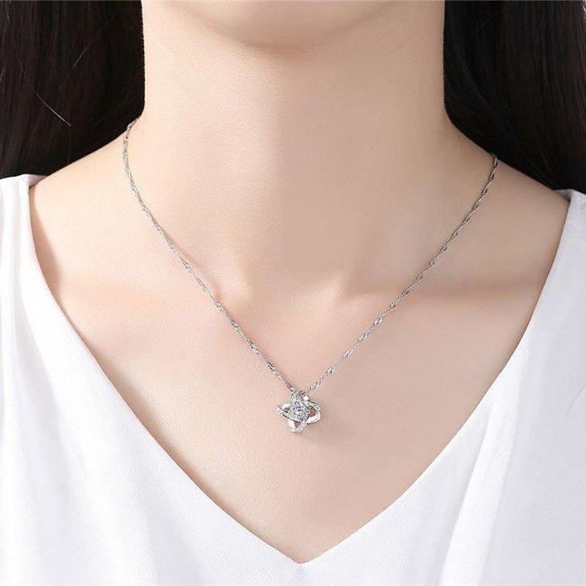 Knot Necklace With Cubic Zirconia Stones-gallery-30351669067834
