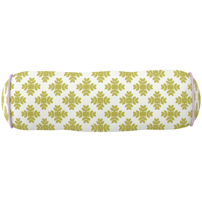 Brushstrokes Citrine with Light Pink Piping Round Bolster Pillow-gallery-42937031524600
