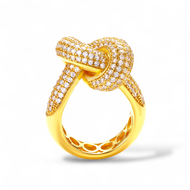 Gold Vermeil Pave Knot Ring-gallery-34161246994507