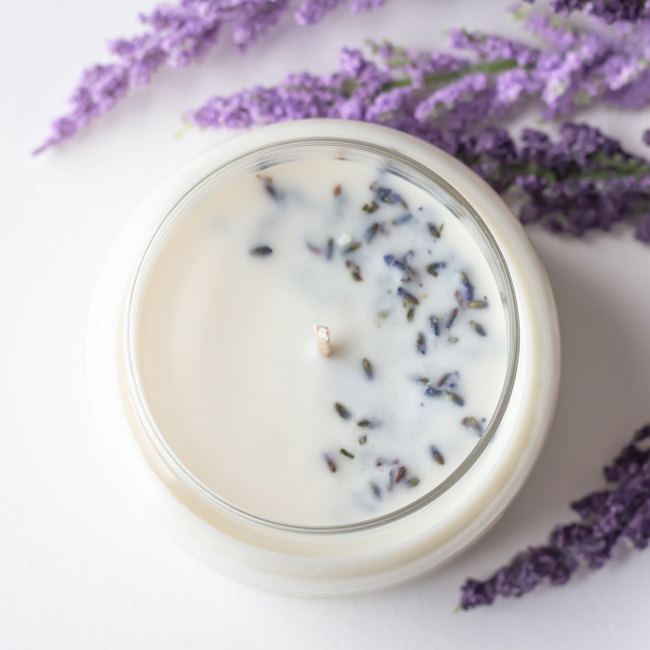 Soy Candle Lavender Meadow 10 oz. with Dry Lavender-gallery-28906572415046
