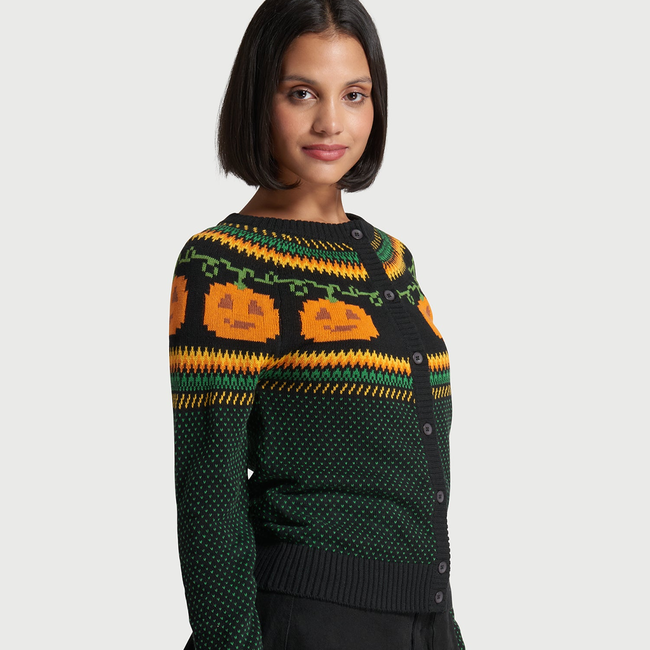 Give 'Em Pumpkin To Talk About Fair Isle Cardigan-gallery-37010597937323