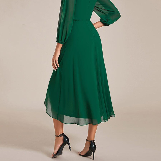 ever BRIAR|3/4 Sleeves Asymmetrical Hem A-Line Midi Wedding Guest Dress-gallery-31043971186762
