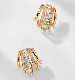 CLEO J HOOP CZ HUGGIE EARRINGS