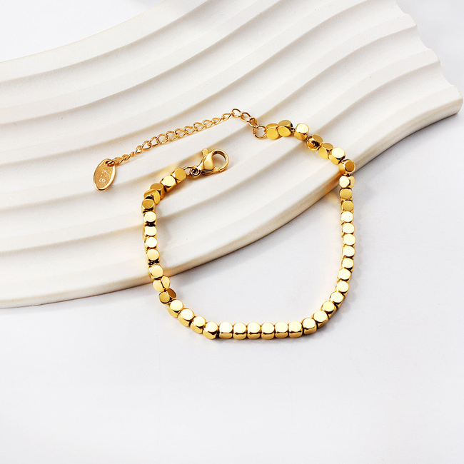 Milly Square Beaded Gold Bracelet-gallery-42474154197242