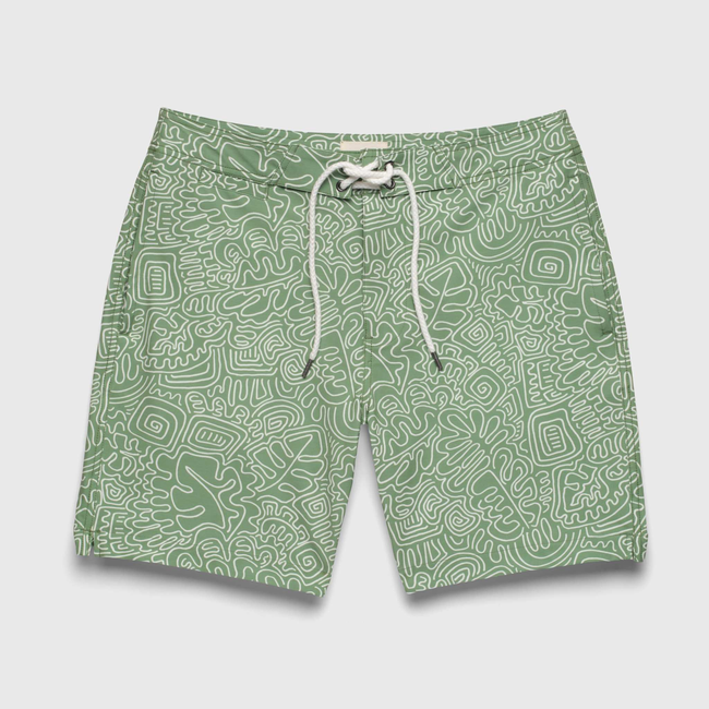 Duke 7.25” Doodle Boardshort - Turf Green-gallery-47040674660610