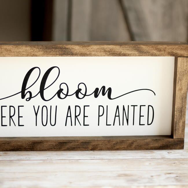 Framed wall sign Bloom where you are planted 15"x 7"-gallery-4753208049699